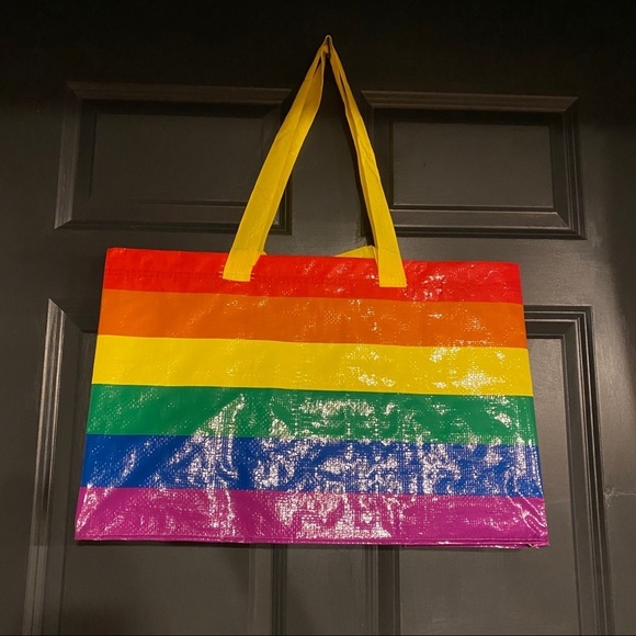 IKEA KVANTING Rainbow Striped Pride Reusable Tote Bag BRAND NEW - Picture 1 of 5